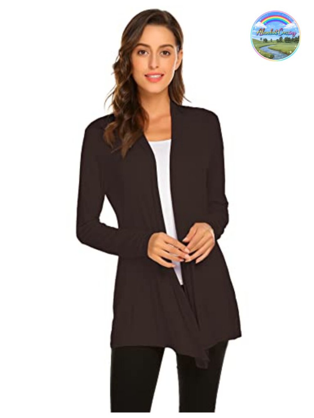Lightweight Knit Cardigan Loose Open Front Long Sleeve Viscose Spandex